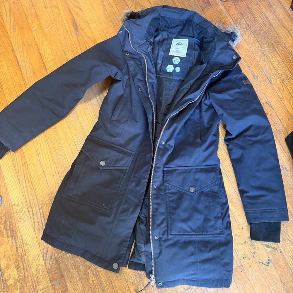 Winter Coat Women's S McKinley Black Jacket with Detachable Fur Trim Hood